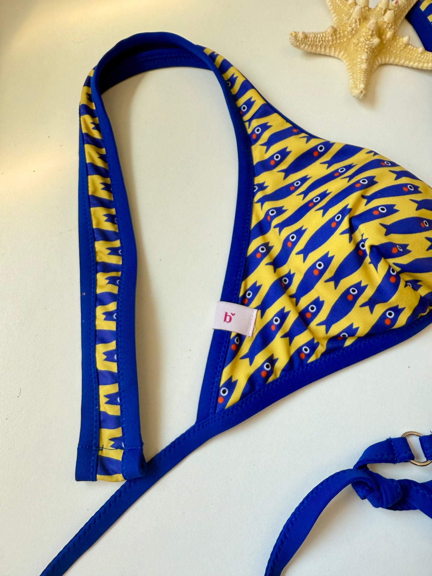TRIANGOLO VELA BIKINI + SLIP SLIM LACCETTI fantasia sardine