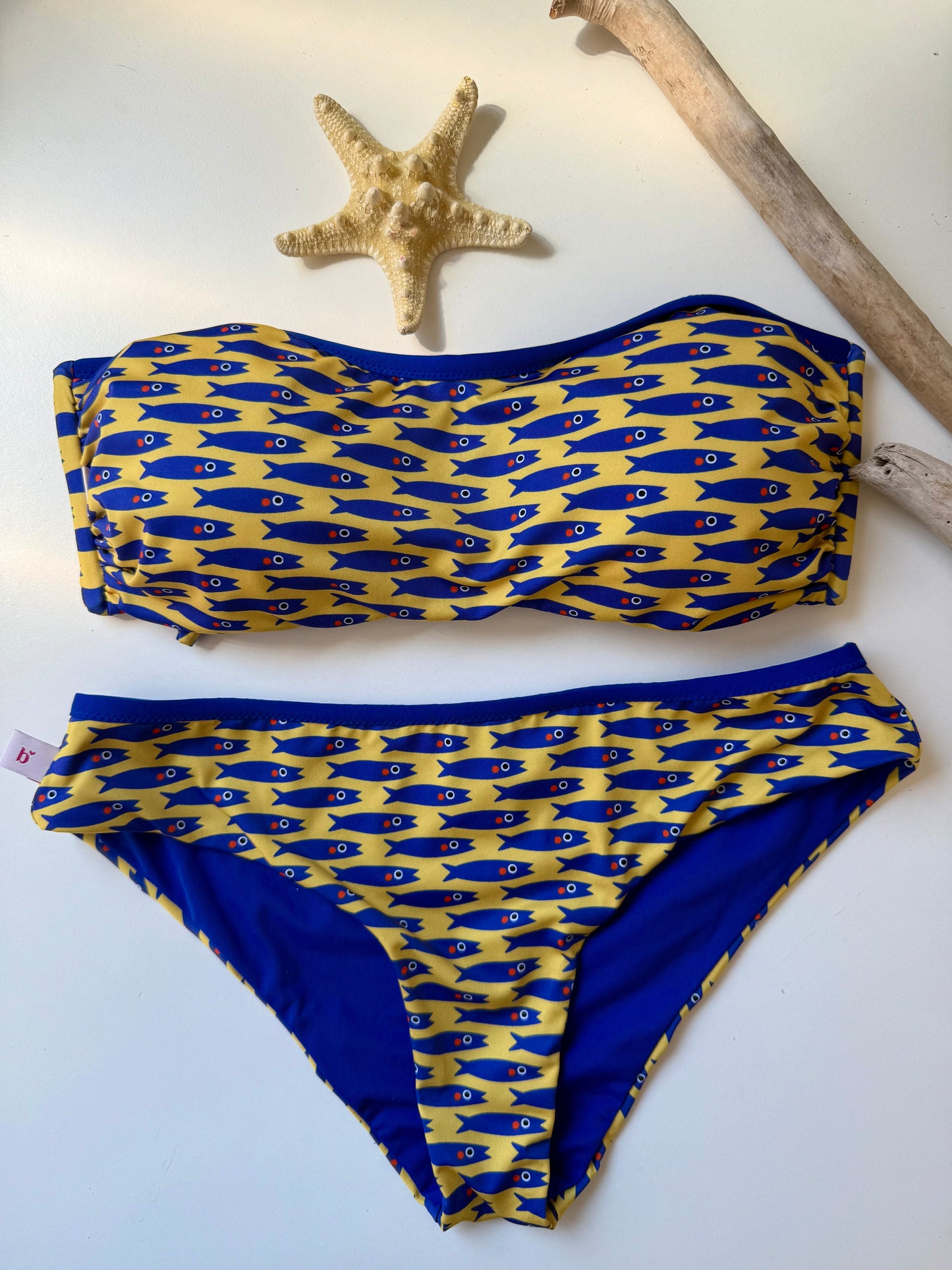 FASCIA BIKINI + SLIP CLASSICO fantasia sardine