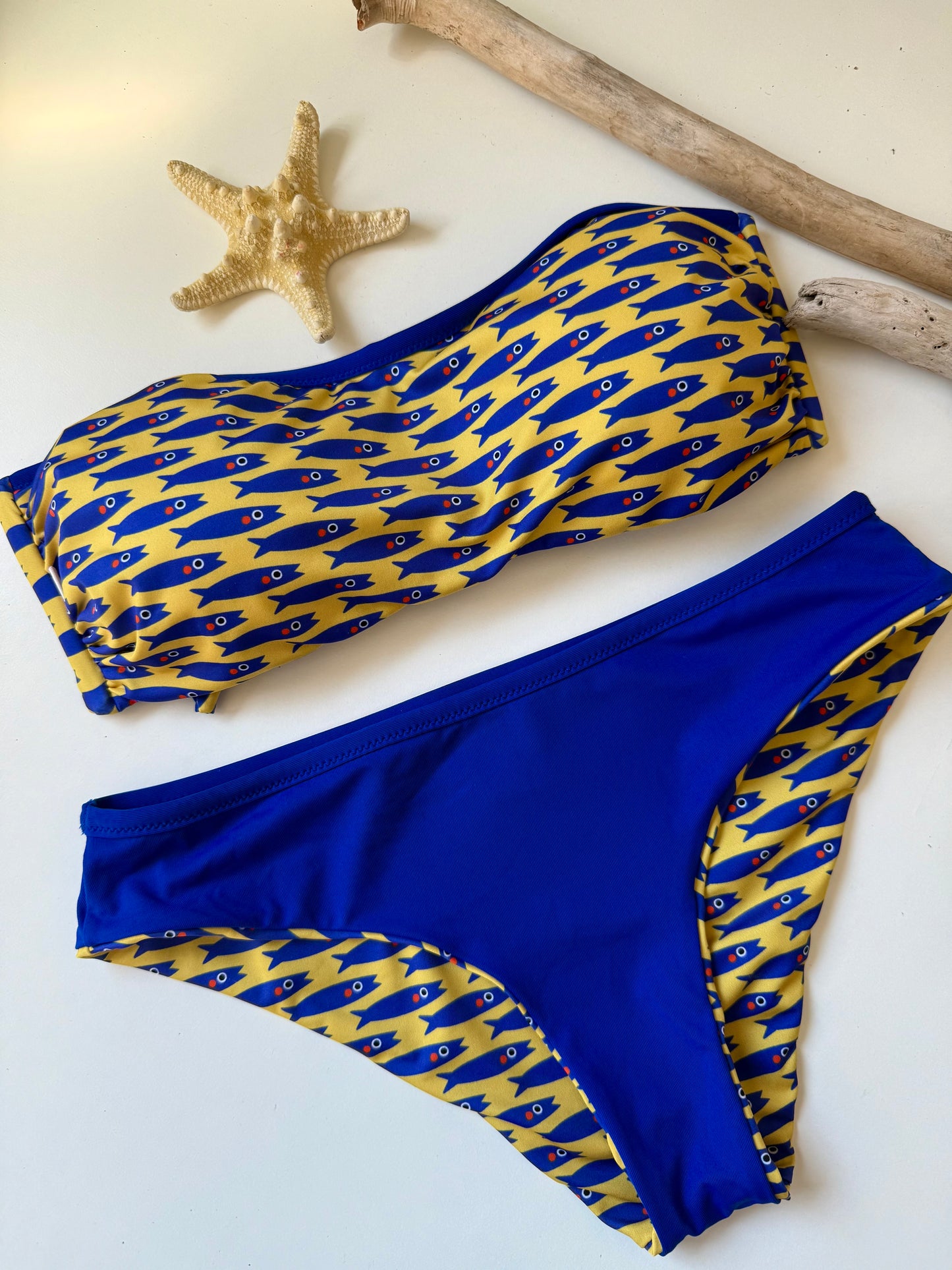 FASCIA BIKINI + SLIP CLASSICO fantasia sardine