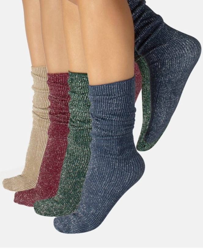 PACK 4 CALZE BRILLANTI * BEIGE * PRUGNA* BLU NAVY * BOSCO