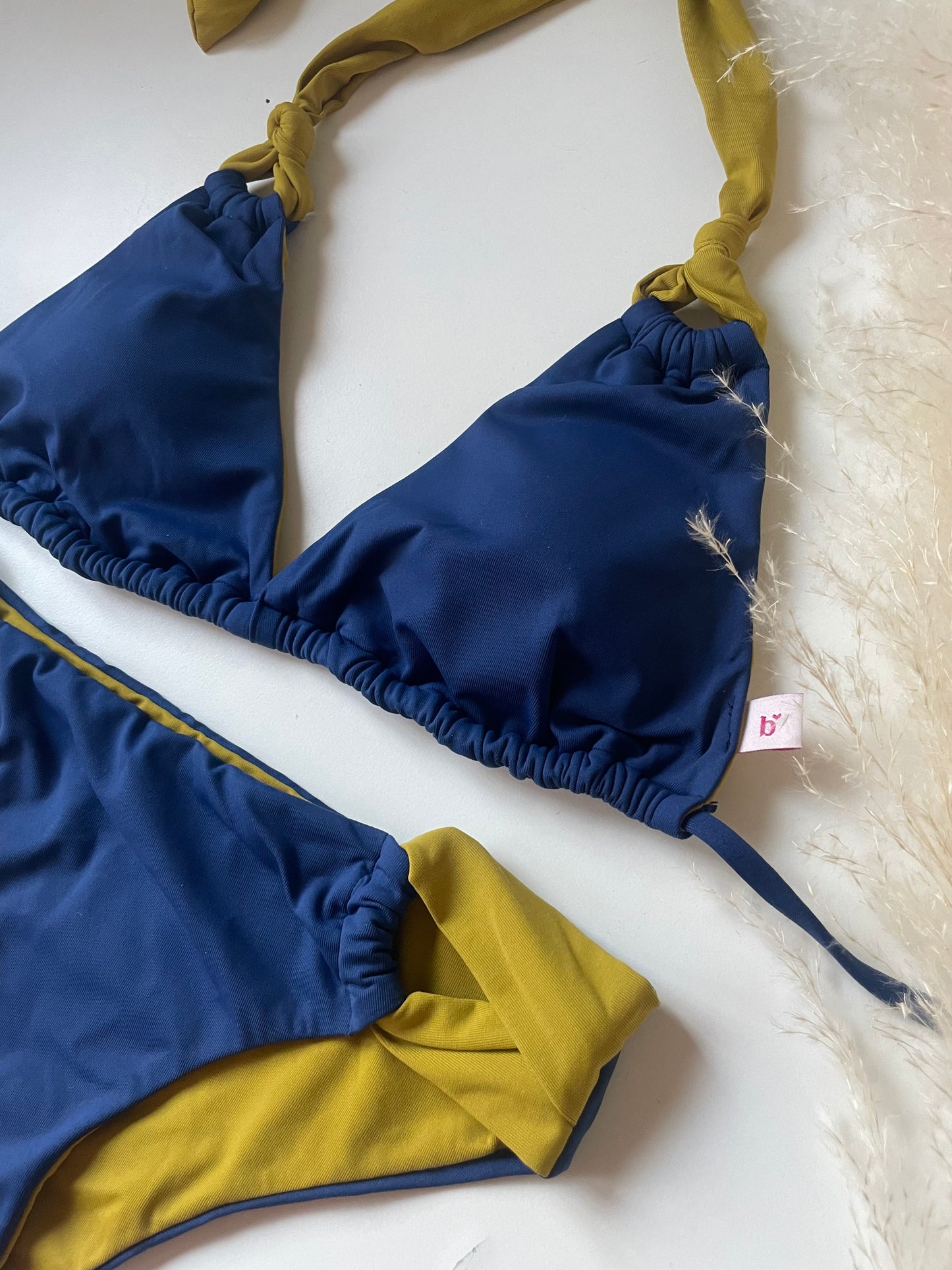 BIKINI ANNODATO assenzio*blueberry. TAGLIE COMBINABILI