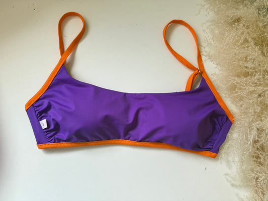 BIKINI TOP BANDEAU BORDATO con coppe estraibili  VIOLA +ARANCIATA